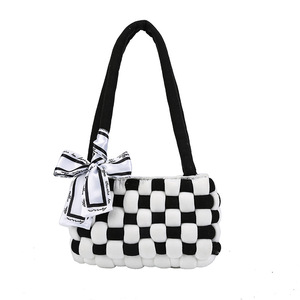 Bolsa de material DIY tejida a mano con tablero de ajedrez, bolsa de nube cosida a mano, hilo islandés hecho a sí mismo, regalo creativo - Product Image 5