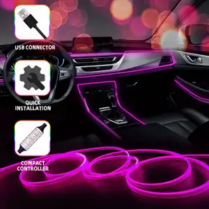 شريط LED للسجائر RGB USB ، إضاءة تصميم السيارة ، الملحقات الداخلية ، الأضواء المحيطة ، 1 م ، 2 م ، 3 م ، 5 م ، 24 فولت ، 12 فولت