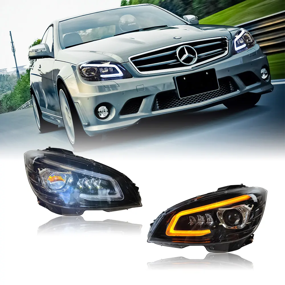 HOSI สําหรับ Mercedes Benz C-Class W204 ดัดแปลงไฟหน้า 08-11 อัพเกรดทั้งหมด LED ไฟหน้า GT สไตล์ไฟหน้า