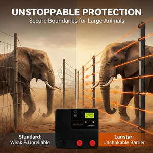 Lanstar LX-P500 100acres d'électrificateur/<span class=keywords><strong>chargeur</strong></span> de clôture de ferme solaire avec impulsion 12KV portée de 50km pour la protection du bétail - Product Image 5