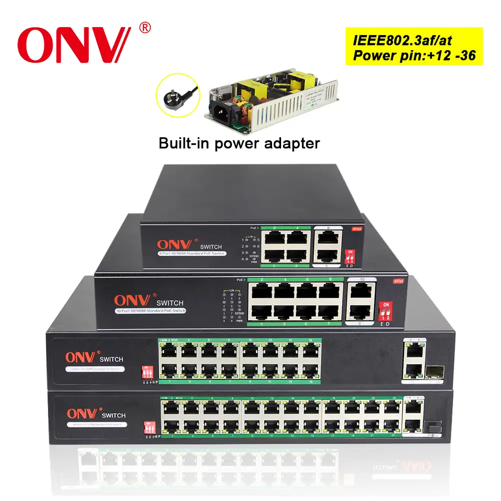OEM ODM 4 port PoE switch 48V Ethernet network switch PoE with IEEE802.3 af/at Suitable for IP camera/Wireless AP