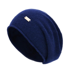 Gorros de calavera tejidos de lana holgados de Cachemira de alta calidad personalizados, gorro de invierno suave y cálido, gorro de estilo a la moda para hombres y mujeres - Product Image 3