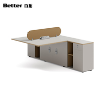 Poste de travail ergonomique en T moderne pour 4 personnes, bureau modulaire pour personnel avec cloison de séparation et armoire de rangement résistante à l'eau