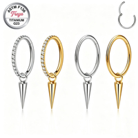 Soldes : Pendentif conique pointu en titane ASTM F136 pour piercing d'oreille (hélix, lobe), lèvre, labret, boucles d'oreilles pendantes pour femme - Bijoux de piercing en gros