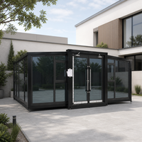 Maison pliable moderne avec portes et fenêtres en verre pour bureau portable, hébergement et usage résidentiel