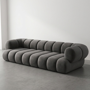 Canapé modulaire en tissu gris style guimauve, design créatif arrondi, canapé nuage pour un intérieur minimaliste - Product Image 6