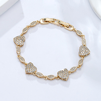 Bracelet à maillons NYH Delicate Hip Hop plaqué or 14 carats avec zircone cubique, breloques en forme de X, marguerite, fleur, étoile et cœur, avec fermoir extensible