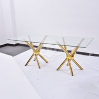 Ventes chaudes, tables en verre avec base en acier inoxydable de qualité supérieure pour les mariages et les fêtes