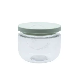 Disponible tarro de crema de plástico transparente para mascotas de 250ml con tapa para botellas de máscara facial de crema facial