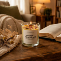 Bougie artisanale romantique en cire de soja parfumée aux fleurs séchées et aux cristaux, dans un bocal en verre, pour la décoration de la maison et comme cadeau pour la Saint-Valentin