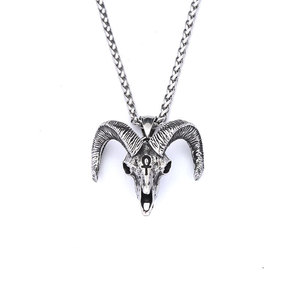 Yunnique – collier avec pendentif tête de bélier en acier inoxydable, chaîne de 60cm, bijoux en forme de crâne d'animal pour hommes et femmes, Style Hip Hop - Product Image 5