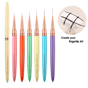 Ensemble de pinceaux à ongles en nylon avec manche métallique personnalisé avec logo, 5 mm, 7 mm, 9 mm, 11 mm, 15 mm, 18 mm, pour salon de manucure, peinture au gel - Product Image 1