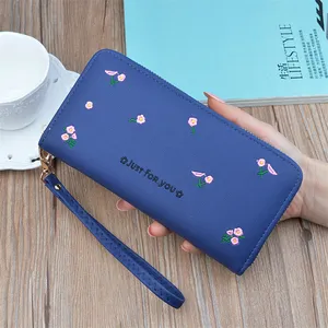 new model hot sale big floral stylish colourful women clutch wallet top quality