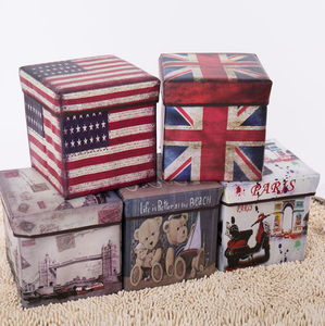 Colorful Printed Folding <strong>Storage</strong> Ottoman /<strong>Storage</strong> Stool <strong>Box</strong>/<strong>Storage</strong> <strong>Seat</strong> - Product Image 2