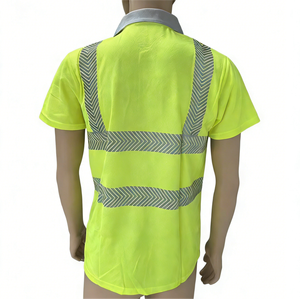 Polo da Lavoro Personalizzata con Logo, Alta Visibilità Arancione, Manica Corta Riflettente con Freccia - Product Image 2