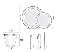 Assiettes et fourchettes couteaux tasses 16 ensembles de vaisselle bon marché jetables pour 12 personnes