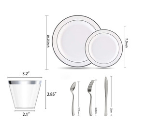 Assiettes et fourchettes couteaux tasses 16 ensembles <span class=keywords><strong>de</strong></span> vaisselle bon marché jetables pour 12 personnes - Product Image 5