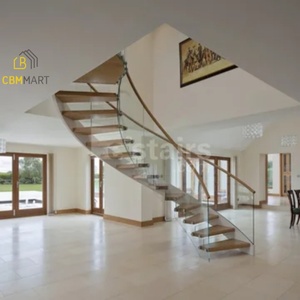 CBMmart Stringer de support à double plaque avec structure <span class=keywords><strong>en</strong></span> U avec balustrade <span class=keywords><strong>en</strong></span> verre de poteau <span class=keywords><strong>Escalier</strong></span> droit d'<span class=keywords><strong>angle</strong></span> - Product Image 3