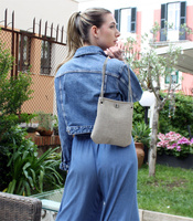 Bolso de Mano Mini de PVC y Algodón Hecho a Mano, Diseño Clásico de Alta Gama Estilo Rock, Sostenible, para Mujer, Hecho en Italia