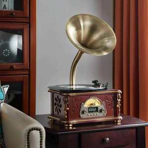 Sistema de Audio Retro Portátil de Escritorio, Receptor BT, Radio FM, Reproductor de Vinilos, Apariencia Elegante, Ideal para Regalo de Boda o Fiesta - Product Image 3
