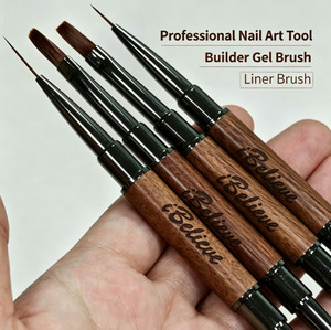 IBelieve Pinceau à ongles <span class=keywords><strong>haut</strong></span> <span class=keywords><strong>de</strong></span> <span class=keywords><strong>gamme</strong></span> en bois double embout 2 en 1 pour extension, gel, liner et peinture <span class=keywords><strong>acrylique</strong></span> pour nail art - Product Image 4