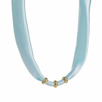 Écharpe en tissu de couleur unie élégante Zooying, collier ras du cou en acier inoxydable pour femmes