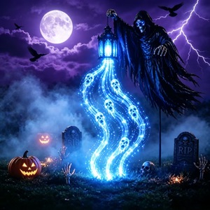 2026 Latest Halloween <b>Soul</b> Collection Animation Garden <b>Lights</b> Halloween Harvester <b>Lights</b> Wholesale - Product Image 4