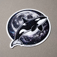 Autocollants personnalisés en vinyle pailleté imperméables, motif galaxie et baleine, film scintillant pour ordinateur portable et bouteille d'eau, découpés à la forme