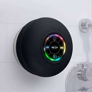 Haut-parleur sans fil portable étanche avec lumières LED RGB vibrantes, basses puissantes et design à ventouse pour douche et salle de bain - Product Image 1