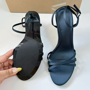 Zapatos ZA Talla Grande 42, Zapatos de Tacón Alto Franceses para Mujer, Punta Redonda, Correa Cruzada con Hebilla, Sandalias de Tacón con Diseño Moderno, Parte Superior de Satén - Product Image 4