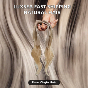 Queue de cheval en cheveux naturels humains, postiche avec base en dentelle PU, extension de cheveux raides blond ombré pour femmes - Product Image 2