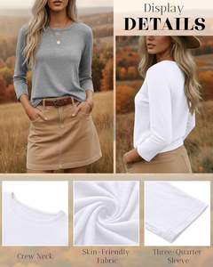 Camisetas de Manga Corta para <span class=keywords><strong>Mujer</strong></span>, Cuello Redondo, Estilo Informal, Básico, Moderno, Holgado - Product Image 5