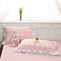 Parure de lit quatre pièces Love Soars Princess en fibres synthétiques, couleur unie, teinture réactive, jupe de lit lavée en tissu bouclé, pour lit 150/180