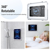 MoKo 360 Rotatif Transparent ABS Anti-Brouillard Écran Tactile Résistant à l'Eau Salle de Bains Douche Béquille Support de Tablette pour iPad pro 11
