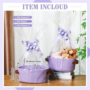 Tay dệt bông sợi dây thừng với xử lý kéo hoa Quà tặng Túi Chìa Khóa Đồ chơi tạp phẩm snack hình bầu dục lưu trữ giỏ khung - Product Image 2