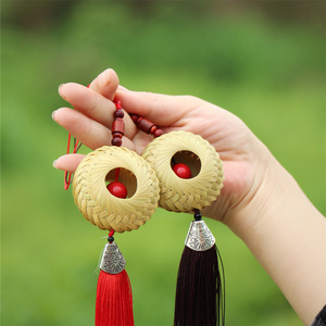 Handmade Bamboo Woven <b>Car</b> Pendant Resin Material Decorative <b>Ornament</b> For <b>Car</b> Interior Gift - Product Image 2
