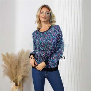 Vendita di prodotti <span class=keywords><strong>Online</strong></span> elegante <span class=keywords><strong>abbigliamento</strong></span> <span class=keywords><strong>Casual</strong></span> Plus Size da <span class=keywords><strong>donna</strong></span> manica lunga due pezzi Set di paillettes - Product Image 4