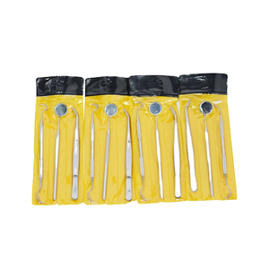 Paquete de 6 piezas: Kit de herramientas dentales reutilizables de acero inoxidable (espejo, explorador, pinzas, raspador de dientes, raspador de dientes tipo hoz, removedor de manchas) - Product Image 1