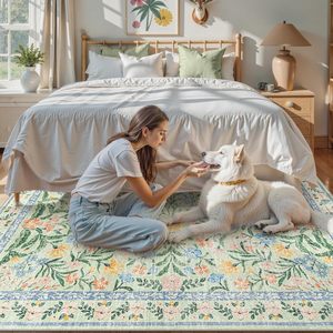 <span class=keywords><strong>Tapis</strong></span> d'appoint doux, écologique, lavable, <span class=keywords><strong>vert</strong></span> <span class=keywords><strong>sauge</strong></span>, style bohème vintage, 6x9, antidérapant, à poils ras, pour chambre d'enfant et décoration intérieure - Product Image 4