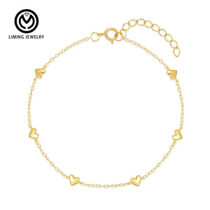 Bracelet à breloques en forme de cœur brillant en argent sterling 925 minimaliste AB039 INS pour femmes, bijoux à porter tous les jours, cadeau d'anniversaire ou de Saint-Valentin - Product Image 1