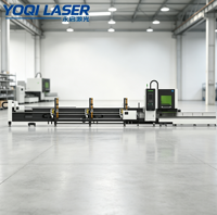 YOQI Q7-16 Bundle Découpeuse laser à fibre à double mandrin à chargement automatique 1500W-6000W pour tubes en acier et aluminium, découpe laser CNC 3 axes avec IA