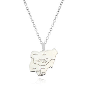 Collares <span class=keywords><strong>con</strong></span> Colgante de <span class=keywords><strong>Mapa</strong></span> de Nigeria en Color Oro Acero, Mapas de África para Nigeros <span class=keywords><strong>con</strong></span> Nombre de Ciudad, Joyería Festiva para Usar <span class=keywords><strong>con</strong></span> Amigos - Product Image 1