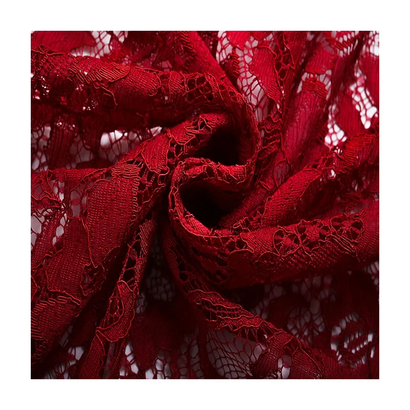 High Quality Lightweight Jacquard Knitted Lace Fabric 80% Nylon 20% Rayon Blend for Ladies Dresses Customizable Designs