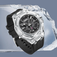Reloj de Pulsera para Hombre de Moda de la Marca Top 5920 con Caja Transparente Resistente al Agua, Correa de Silicona Resistente al Agua, Reloj Deportivo de Cuarzo para Hombre