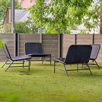 Chaise de loisirs en corde tressée d'extérieur, ensemble table et chaises pour patio, balcon, villa, jardin, mobilier d'extérieur résistant aux intempéries