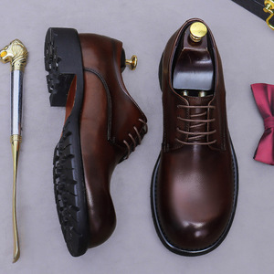 Chaussures pour hommes en cuir véritable à semelle épaisse, style moderne et tendance - chaussures de mariage, chaussures habillées confortables pour affaires - Product Image 3
