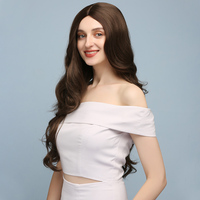 Wig Rambut Sintetis X-TRESS Biru Muda Abu-abu untuk Wanita Wig Bergelombang 26 Inci dengan Mesin Wig Rambut Dibuat Tahan Panas