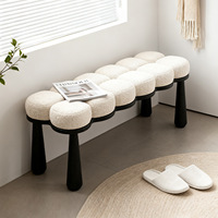 Banc long en bois massif de style nordique pour chambre à coucher, vestiaire, bout de lit, canapé et chaise pour usage domestique, banc à chaussures à l'entrée.
