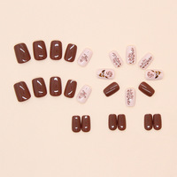 Faux ongles en résine, couleur unie, style rose simple, effet naturel, 24 pièces pré-conçues, pour le commerce international