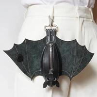 Gantungan Tas Kulit PU Hitam Bentuk Kelelawar, Gantungan Kunci Kelelawar dengan Resleting dan Dompet Koin, Aksesoris Tas Wanita, Gantungan Dompet, Liontin Tas